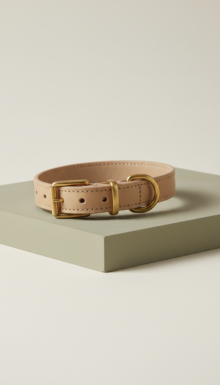 Vegetable-Tanned Leather Pet Collar